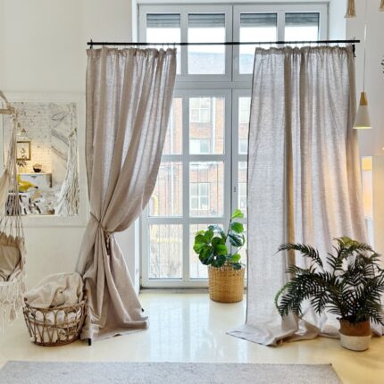 Шторы лен хлопок, Linen Elegance, натуральный холодный, ширина 215 см